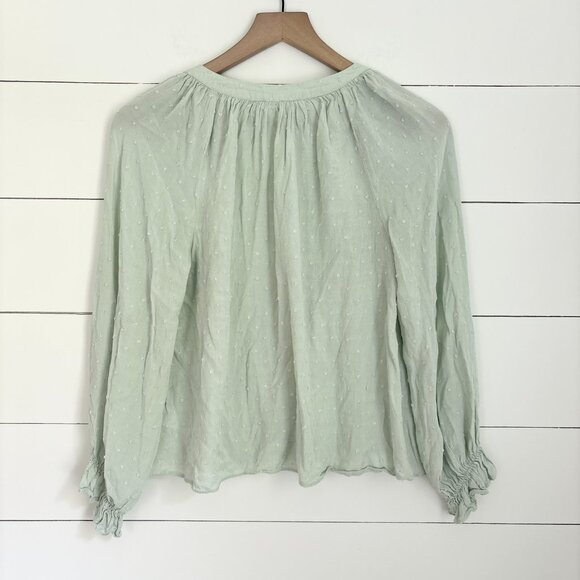 All in Favor Nordstrom mint green button down swiss dot blouse - Picture 4 of 5